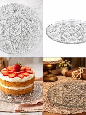 Vintage Starburst Glass Cake Plate